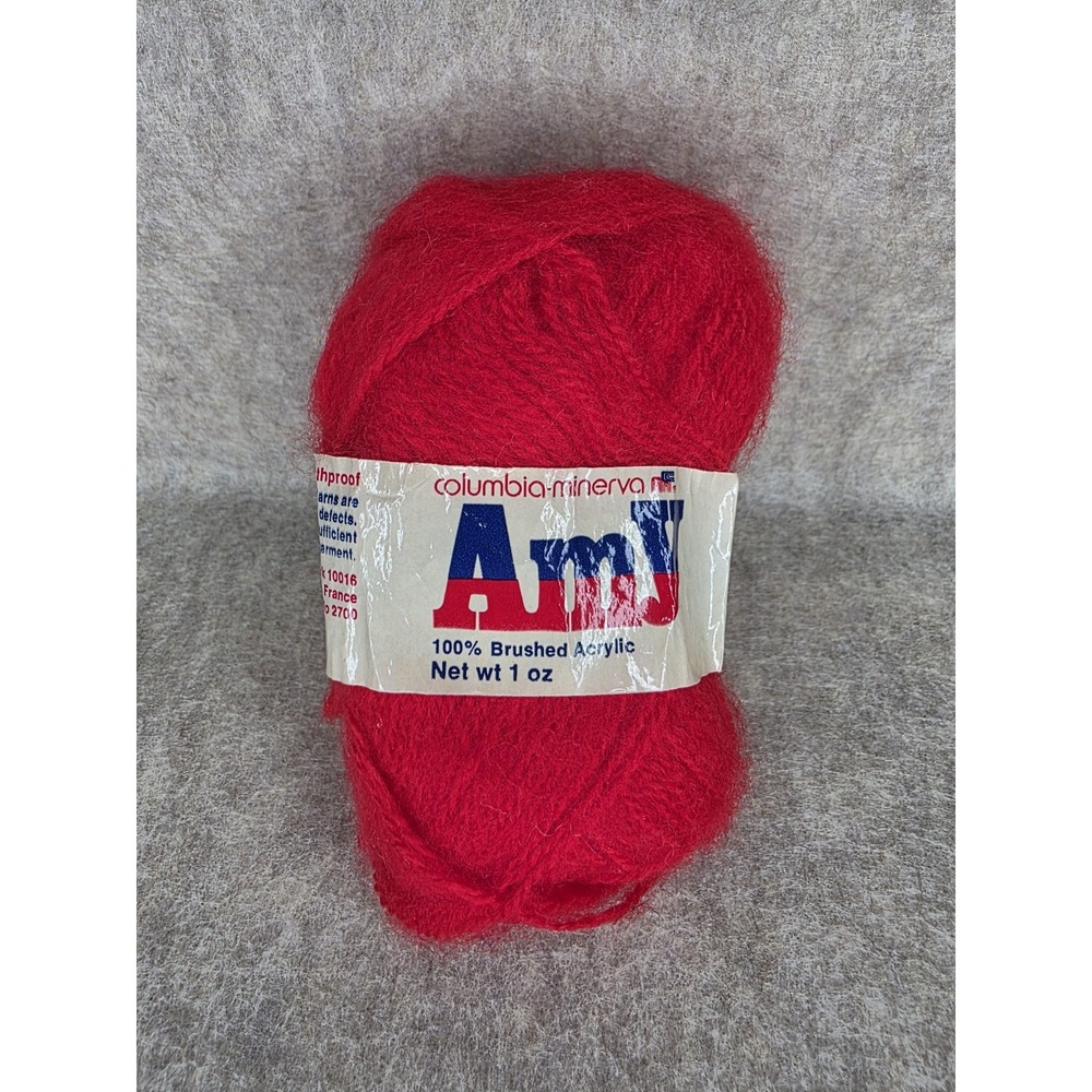 Vtg. Columbia Minerva Amy Yarn 1 oz‎ 100% Brushed Acrylic Scarlet Red #2708